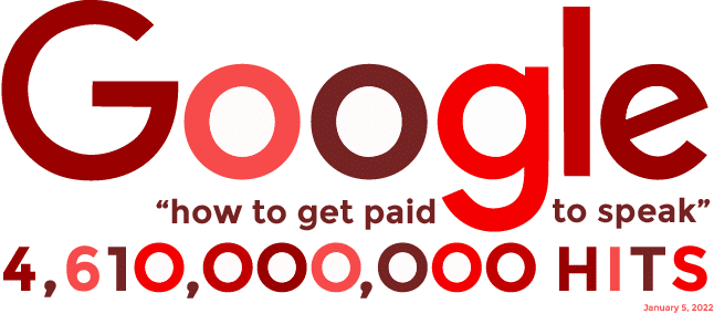 Google how to get paid to speak and you will get 4,610,000,000 hits.